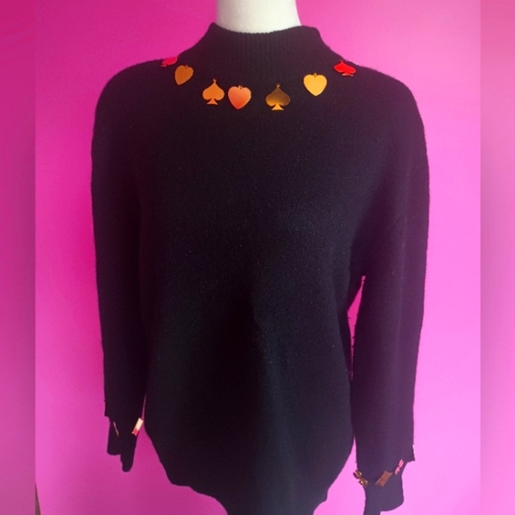 Rare 80s Oleg Cassini Ladies Dangle Charm Sweater - Picture 1 of 8